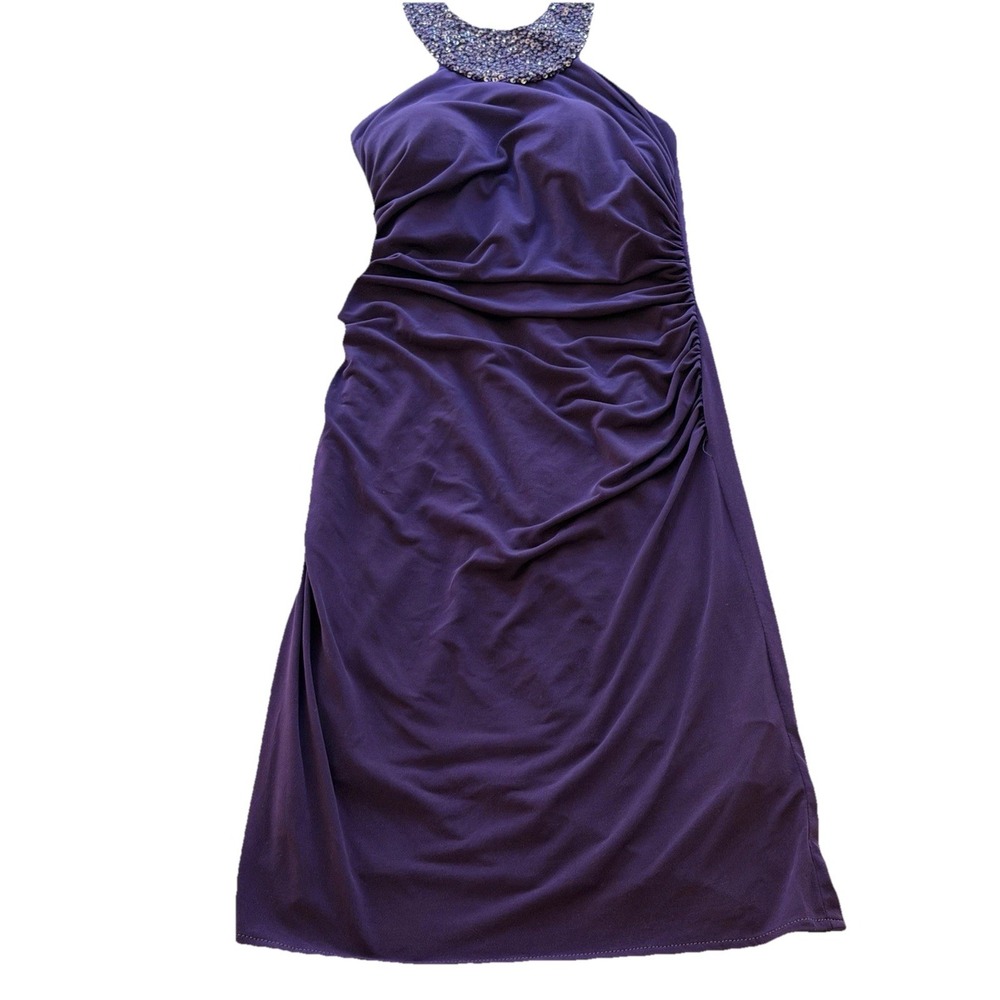 Cache Purple Ruched Bodycon Dress Size 4 Sleeveless Draped Cocktail Party